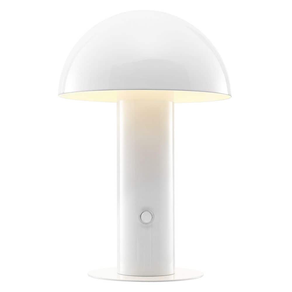 White Cordless Iron LED Mushroom Table Lamp