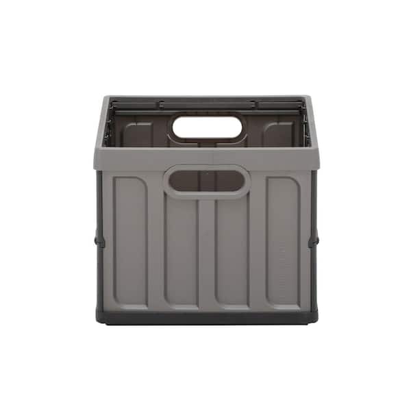 CleverMade Stackable Collapsible Storage Bin No Lid - 8 Gal Black