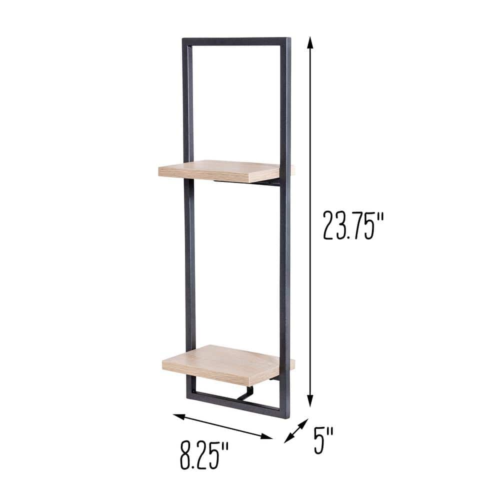 Airy Steel 2-Tier Black Floating Wall Shelf