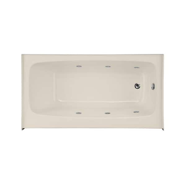 Hydro Systems Trenton 66 in. Acrylic Right Hand Drain Rectangular Alcove Whirlpool Bathtub in Biscuit