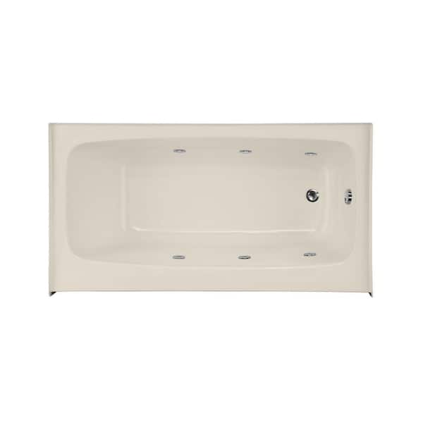 Hydro Systems Trenton 72 in. Acrylic Rectangular Drop-in Whirlpool Bathtub in Biscuit