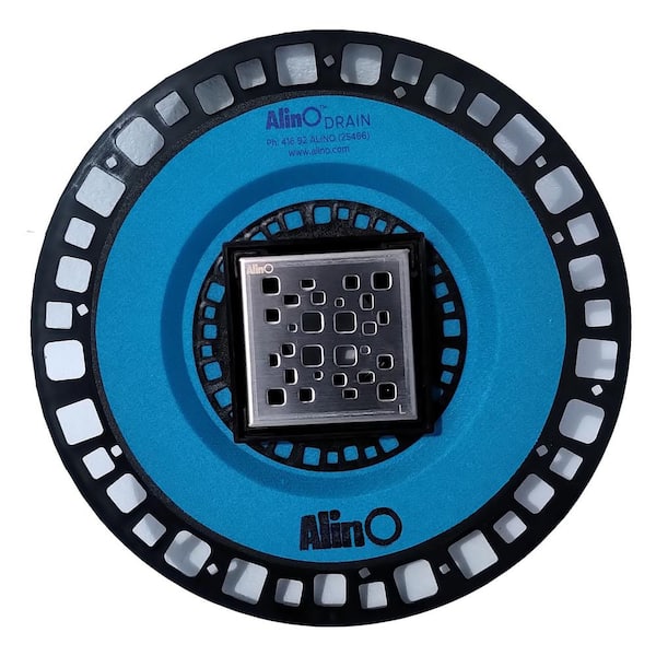 ALINO 4 in. x 4 in. ABS Drain Bright Clear 2-in-1 (Stainless steel/Tile Insert)