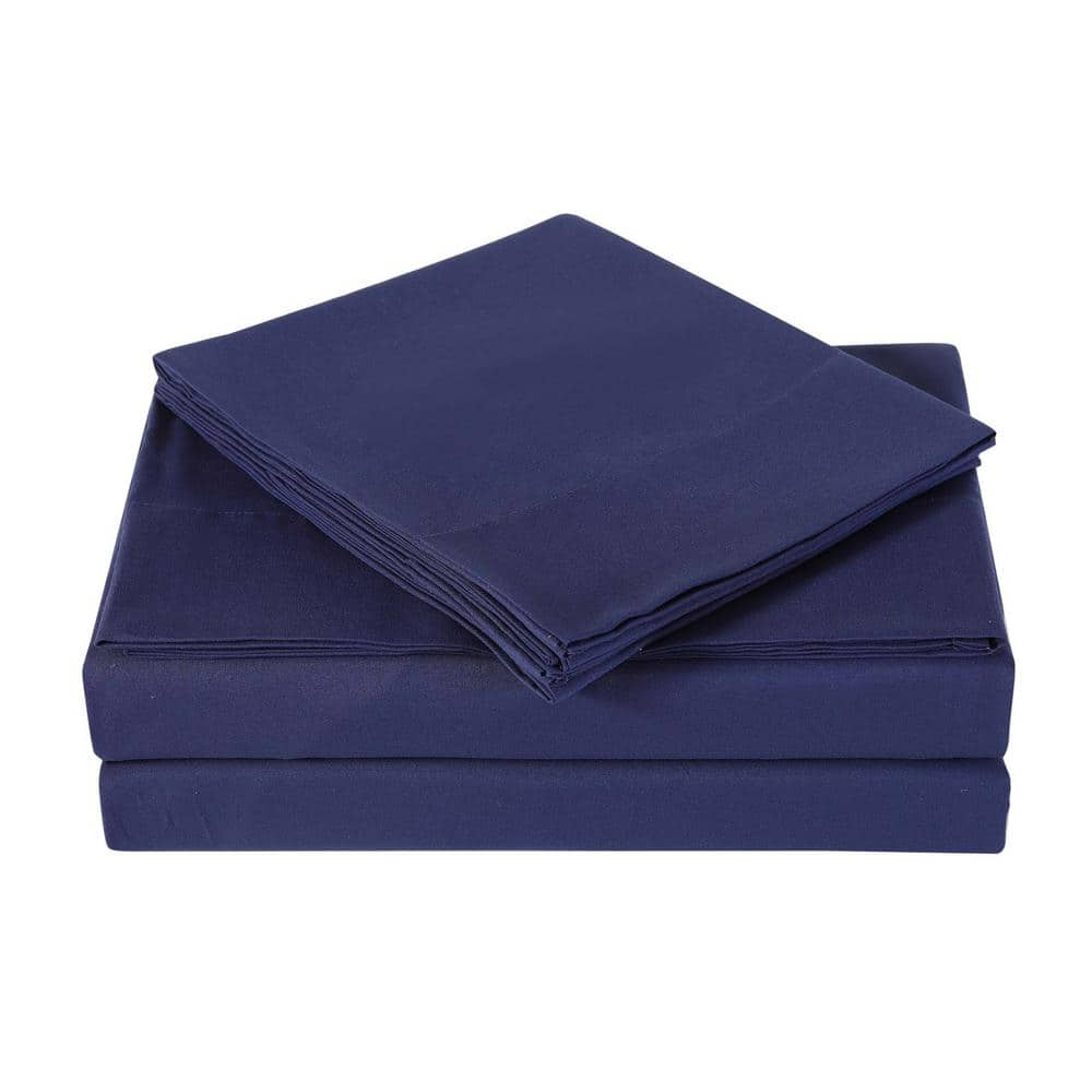 Truly Soft Navy 3-Piece Solid 180 Thread Count Microfiber Twin Sheet ...