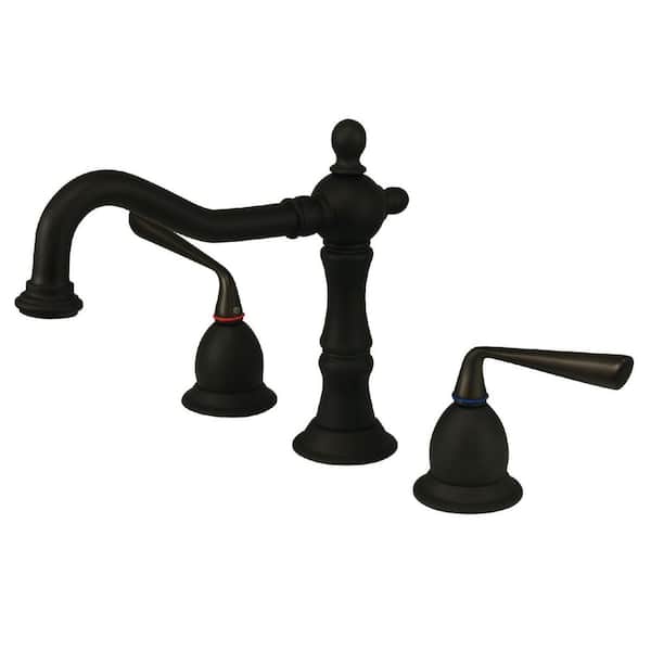 Kingston Brass Silver Sage 2-Handle 8 in. Widespread Bathroom Faucets with Brass Pop-Up in Oil Rubbed Bronze