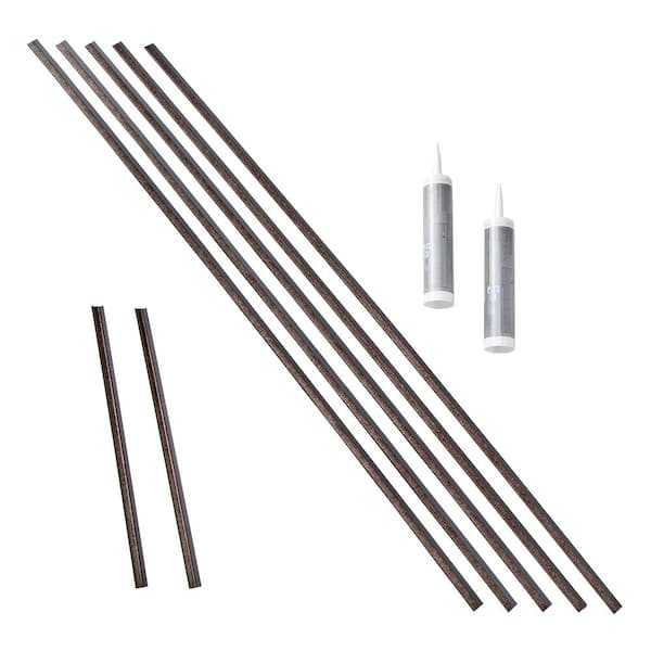 Fasade Smoked Pewter 47 in. Vinyl Backsplash Accessory Kit (5-Pack)