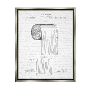 Toilet Paper Roll Patent Bathroom Design by Lettered and Lined Floater Frame Typography Wall Art Print 21 in. x 17 in.