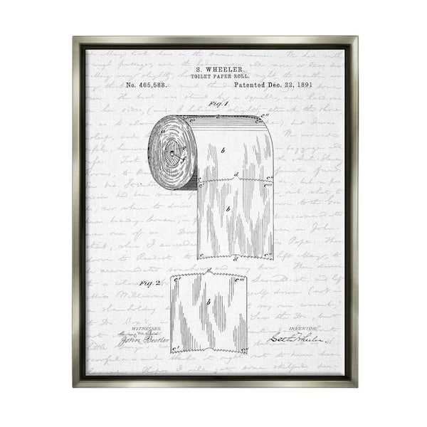 The Stupell Home Decor Collection Toilet Paper Roll Patent Bathroom Design  by Lettered and Lined Floater Frame Typography Wall Art Print 21 in. x 17  in. wrp-1391_ffl_16x20 - The Home Depot