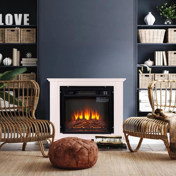 maocao hoom 18 in. 1400-Watt Patio Electric Heater with Log Set Realistic Flame and Overheating Protection