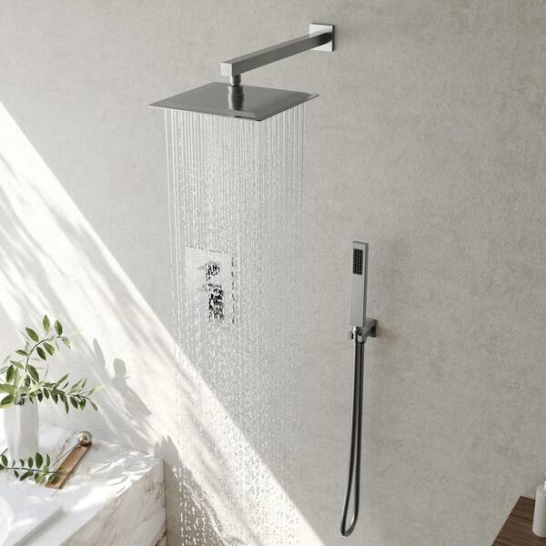 Wall Mounted Oil Rubbed Rain Shower Head 2-Way Mixing Valve Hand