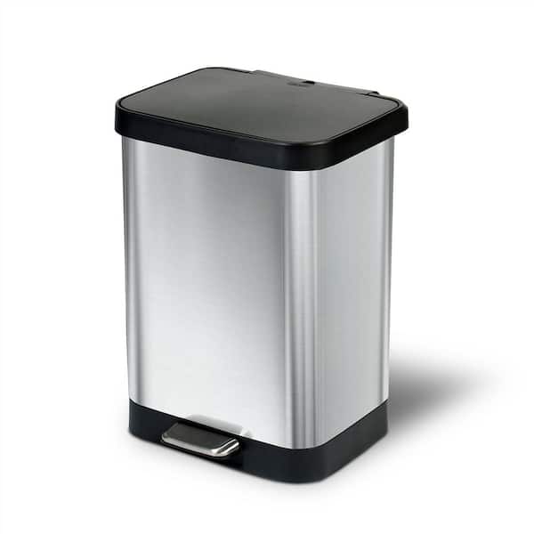 13 Gal. Stainless Steel Step Can with Antimicrobial Lid
