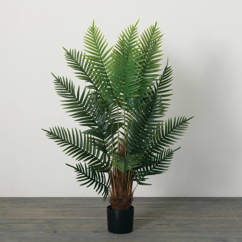 51" Green Plastic Potted Palm Floor Plant