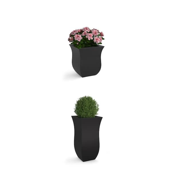 Valencia Black Polyethylene Planter Combo: 30 in. Tall and 16 in. Square