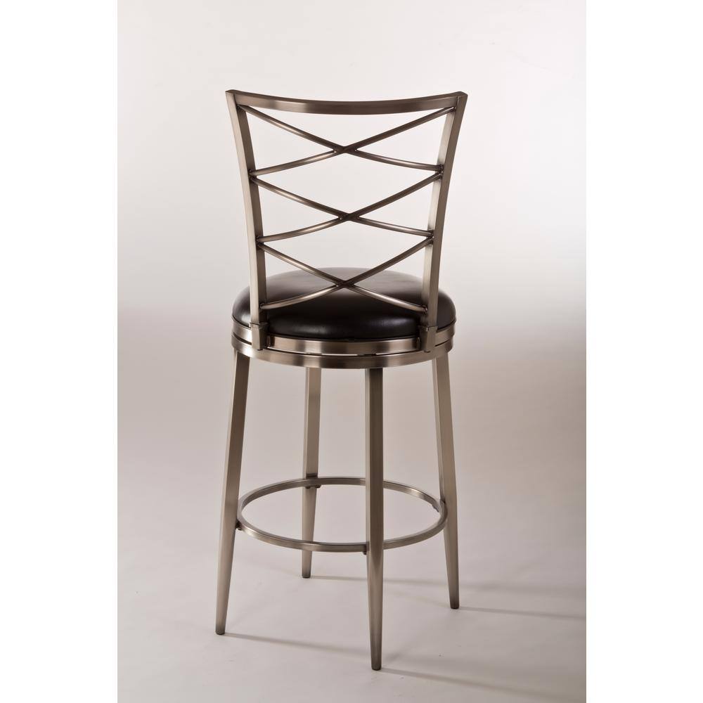 Harlow Antique Pewter Swivel Bar Stool with Black Vinyl Seat