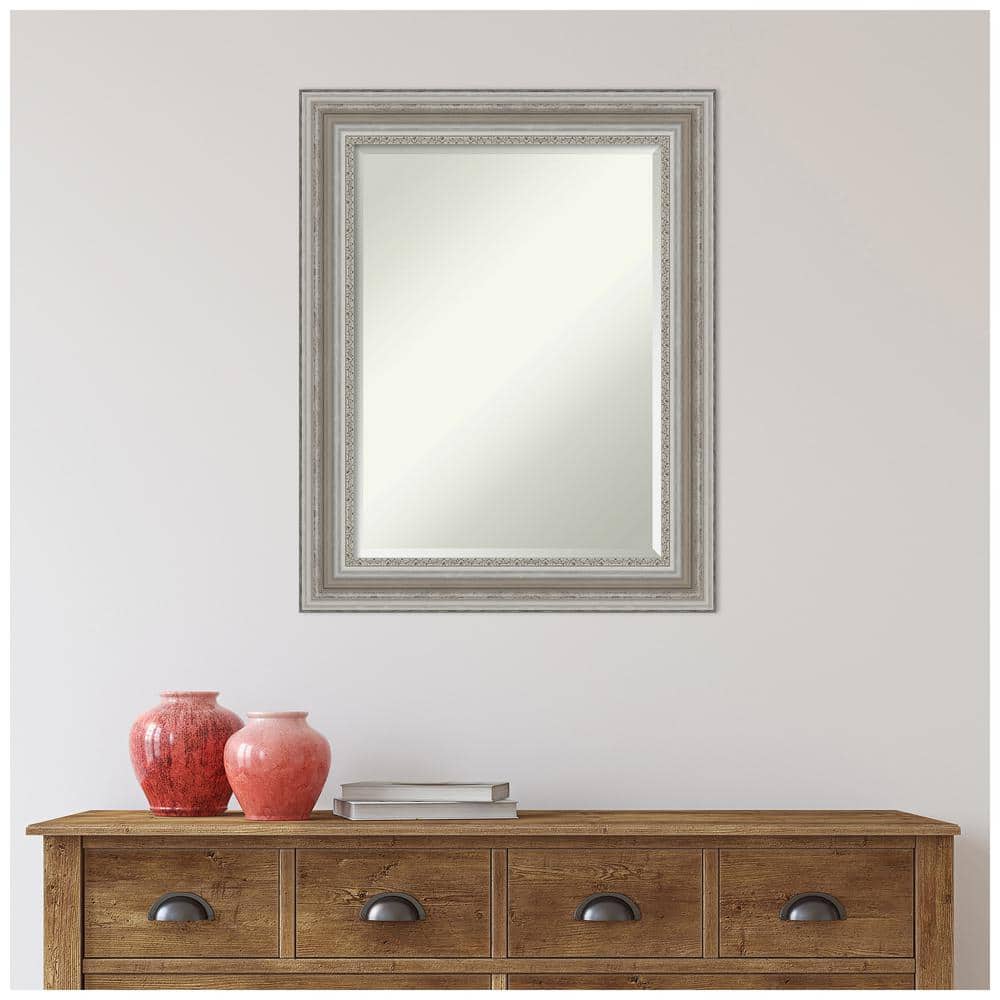 Parlor Silver Rectangular Beveled Bathroom Vanity Mirror
