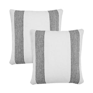 Cabana Black / White Striped Hand-Woven 20 in. x 20 in. Throw Pillow Set of 2