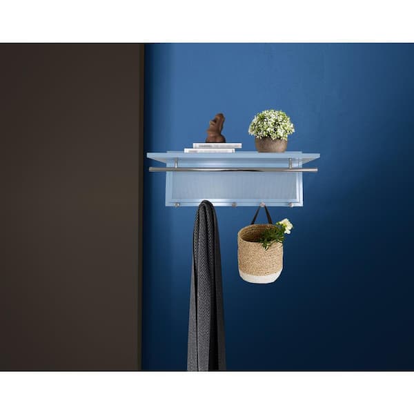 PRIVATE BRAND UNBRANDED Esyspot Blue/Chrome Coat Hook Wall Mounted with Shelf