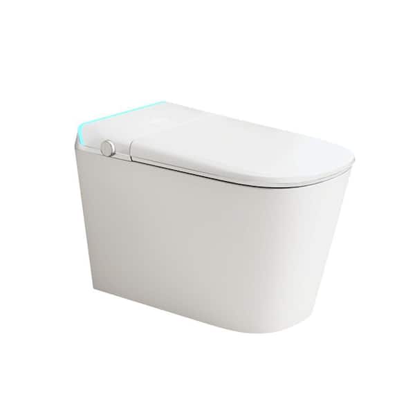 Smart Toilet Bidet 1.28 GPF Elongated in White with Warm Air Dryer, Dual User Mode, Colorful Light, Multi-Mode Cleaning