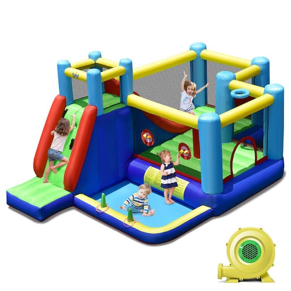 Costway Inflatable Bounce House 8-in-1 Kids Inflatable Slide Bouncer ...