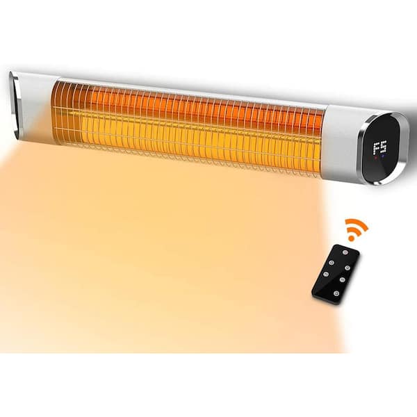 PATIOBOSS 1500-Watt Wall Mounted Outdoor Gold Tube Quite Metal Electric Patio Heater with Remote Control