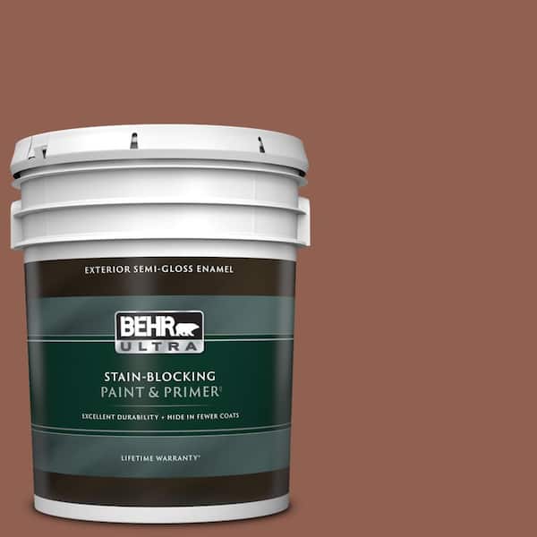 BEHR ULTRA 5 gal. #210F-7 Brown Thrush Semi-Gloss Enamel Exterior Paint & Primer