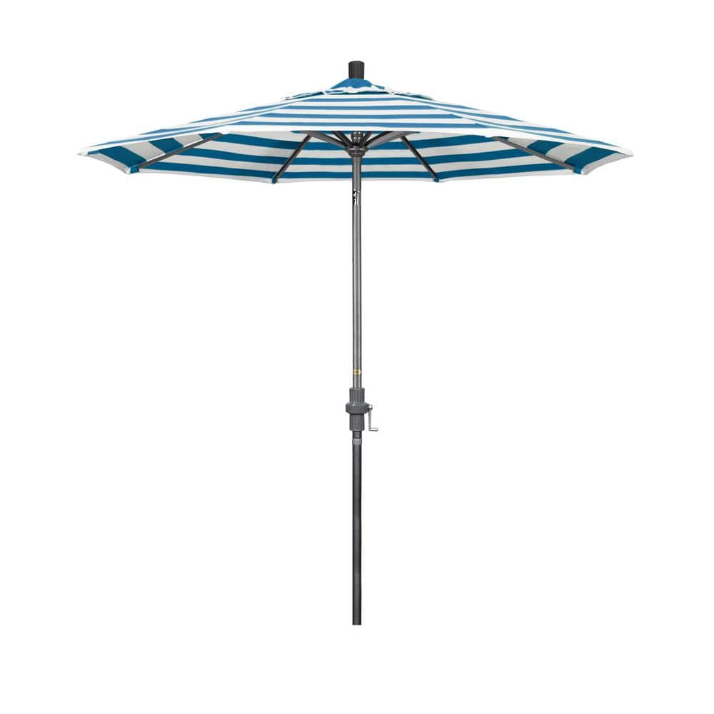 7.5 ft. Hammertone Grey Aluminum Market Patio Umbrella Collar Tilt Crank Lift in Cabana Regatta Sunbrella price history on PriceWatchPro