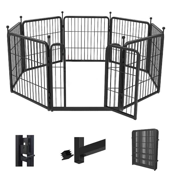 40 in. Heavy Duty Metal Dog Playpen 8 Panels Portable Pet Fence for Large Medium Small Dogs Indoor Outdoor Yard Camping