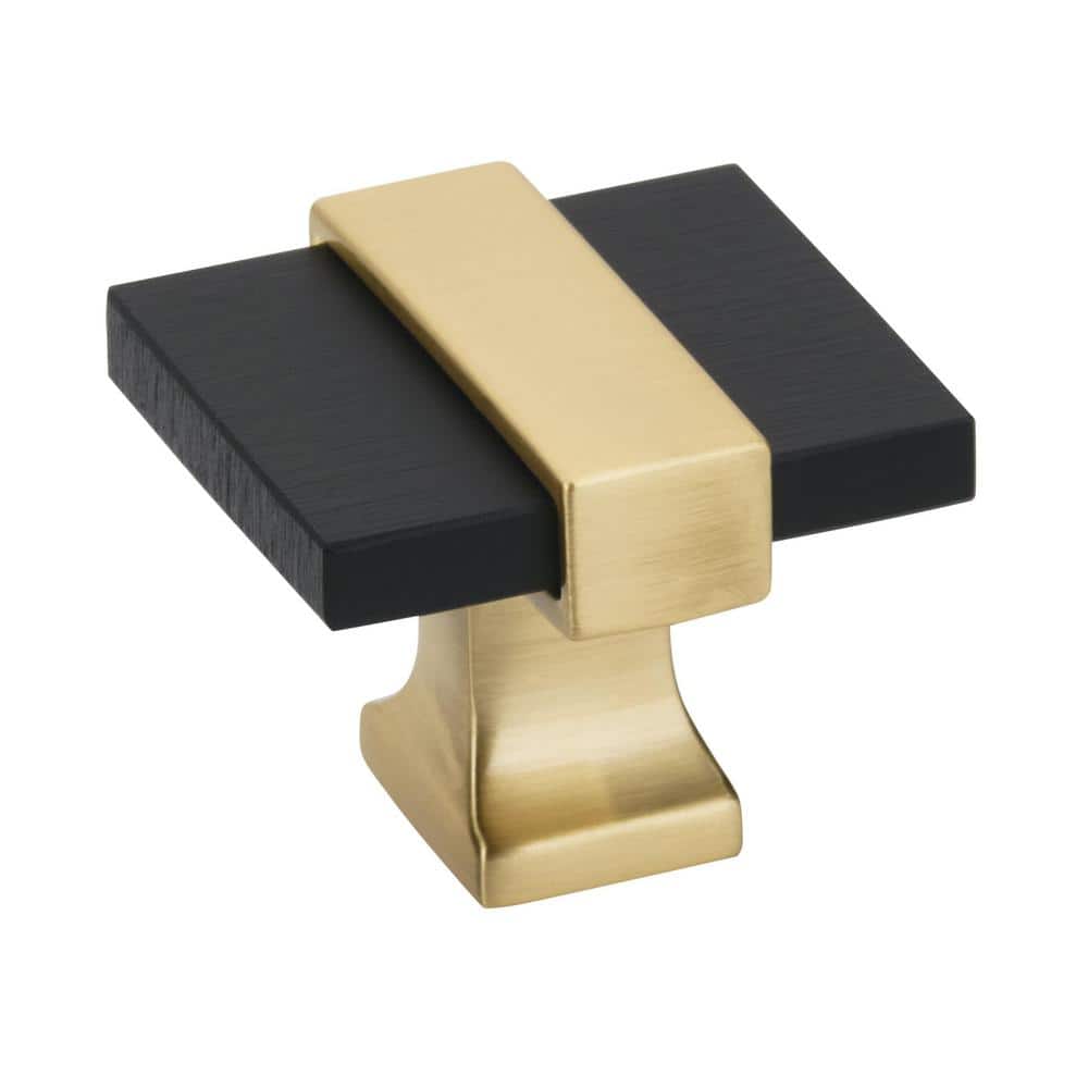 1-3/8" Brushed Matte Black and Gold Square Knob