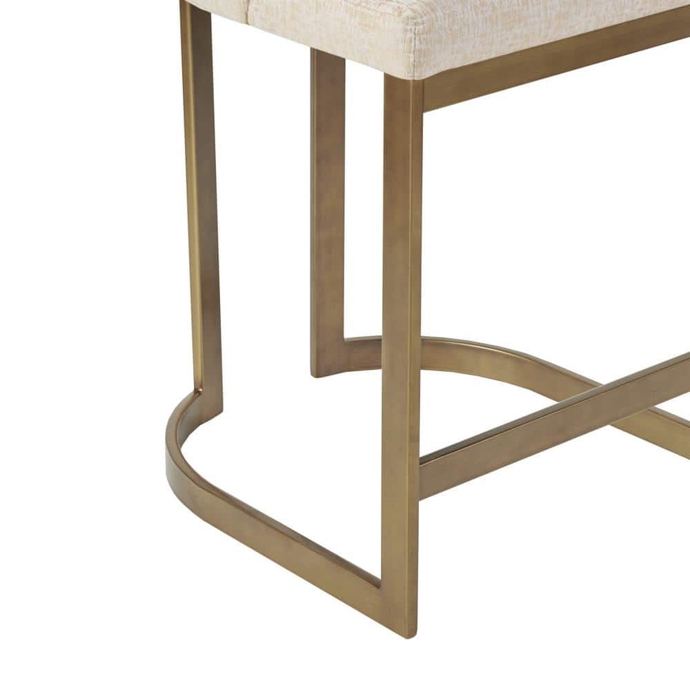 Cream Upholstered Counter Stool with Antique Gold Metal Base