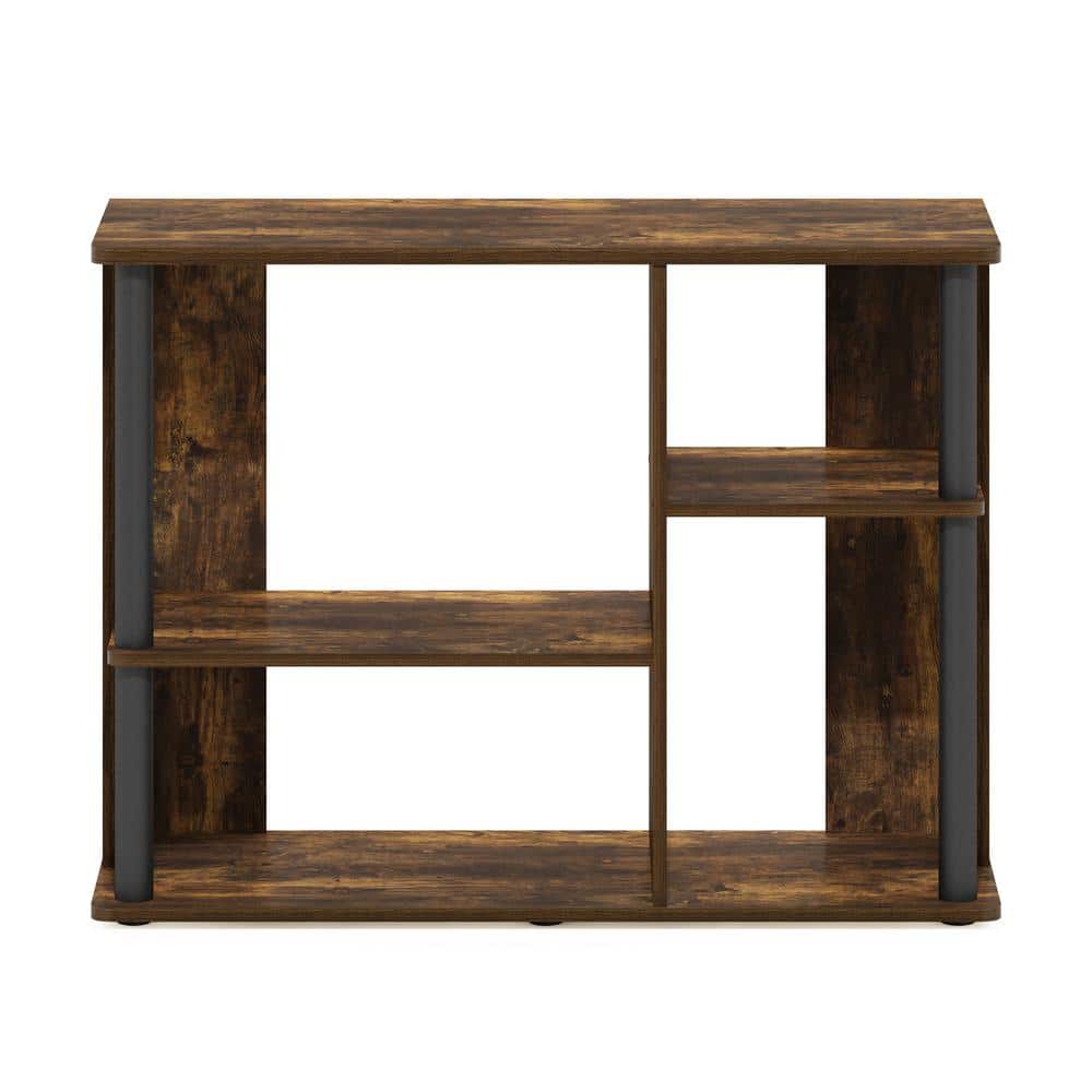 Amber Pine and Black TV Stand with Storage Cabinet