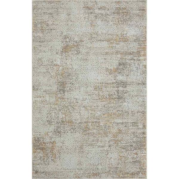 Unbranded Distressed Damask Gray/Beige 4 ft. x 6 ft. Transitional High-Low Textured Indoor Area Rug