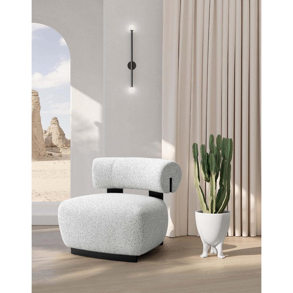 Bartow Black and White Faux Leather Barrel Accent Chair