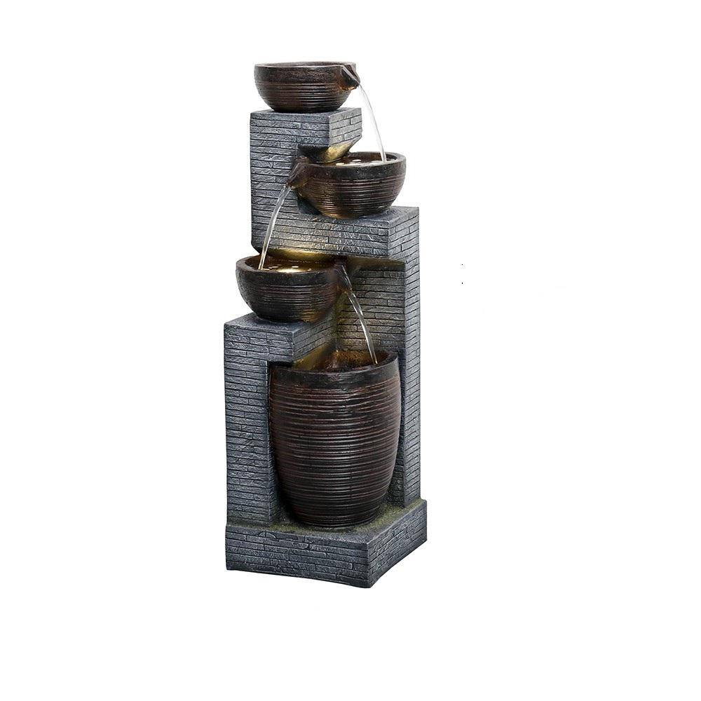 Resin Outdoor Waterfall Fountain With Light GM-07 - The Home Depot