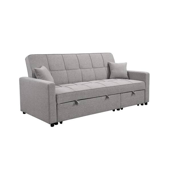 sumyeg 83 in. Light Gray Oversized Convertible Linen Sofa Bed with ...