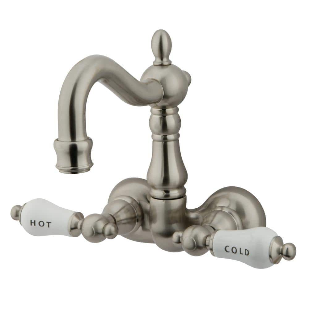 Kingston Brass Vintage 3-3/8 in. 2-Handle Wall Mount Claw Foot Tub Faucet  in Brushed Nickel HCC1073T8 - The Home Depot