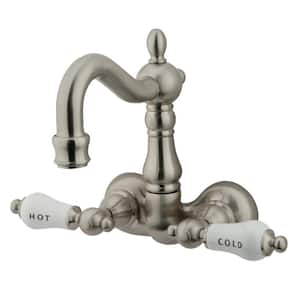 Vintage 3-3/8 in. 2-Handle Wall Mount Claw Foot Tub Faucet in Brushed Nickel