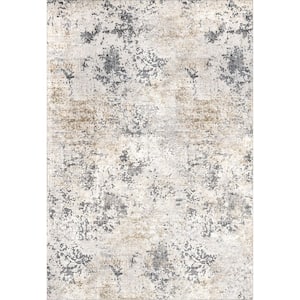 Danae Abstract Machine Washable Ivory 3 ft. x 8 ft. Runner Rug