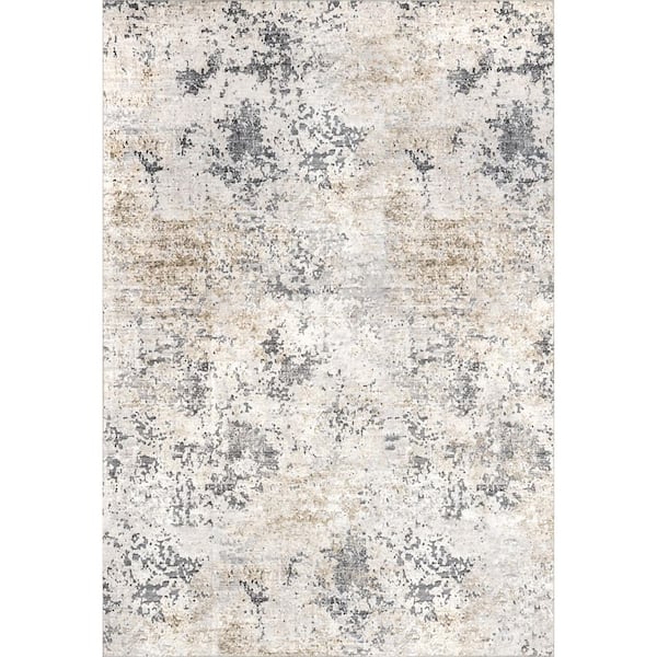 nuLOOM Danae Abstract Machine Washable Ivory 3 ft. x 8 ft. Runner Rug