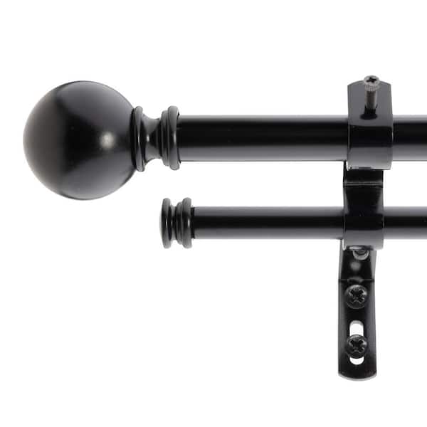 5/8" Classic Ball Double Curtain Rod 26-48" Black Oil