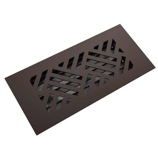 Reggio Registers Low Profile 10 in. x 4 in. Steel Floor Register in Oil Rubbed Bronze Diagonal Pattern (1-Pack)