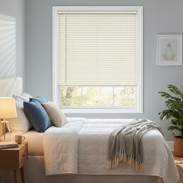 Cream Cordless Light Filtering No Drill Horizontal Vinyl Blinds