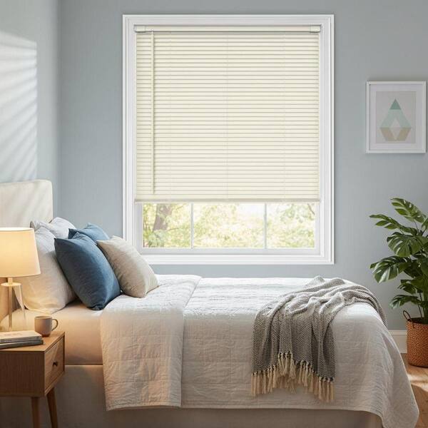 Cream Cordless Light Filtering No Drill Horizontal Vinyl Blinds