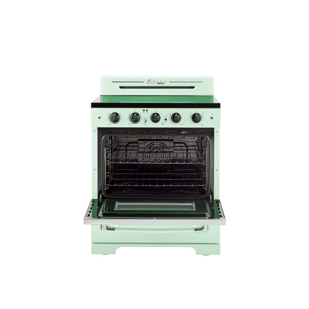 Summer Mint Green 30" Retro Freestanding Electric Range with Convection Oven