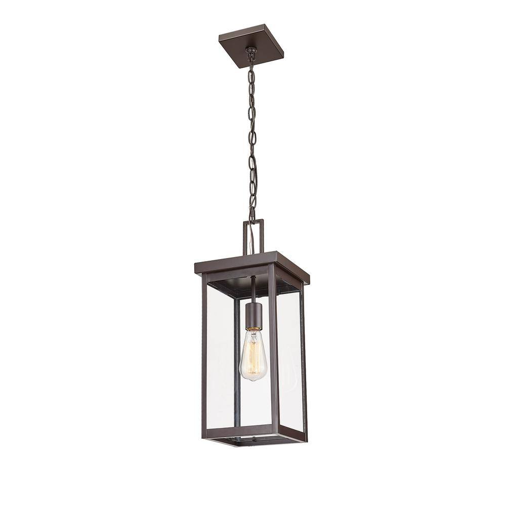 20" Bronze Outdoor Hanging Lantern with Clear Glass Shade