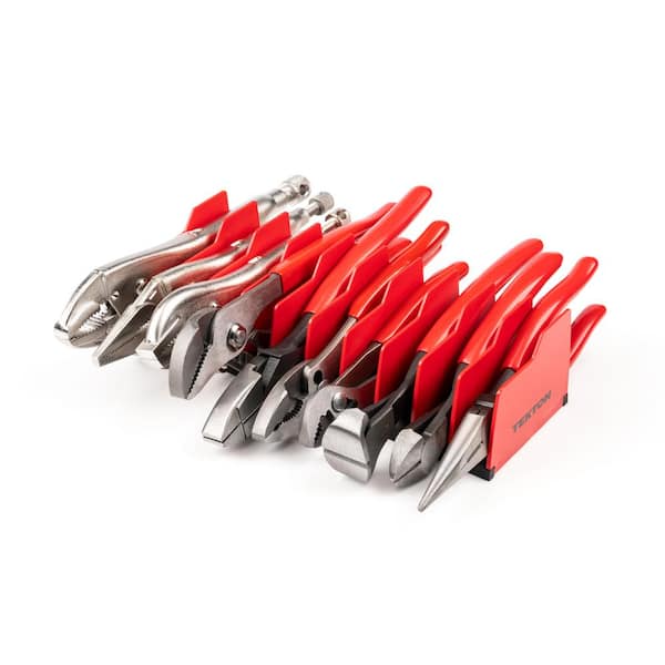 TEKTON 10-Piece Gripping, Cutting and Locking Pliers Set with Rack