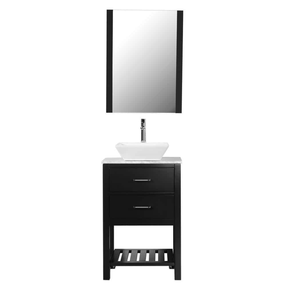 Santa Monica 24 in. W x 18 in. D Bath Vanity in Black with Marble Vanity To