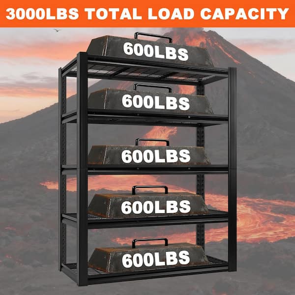 Siavonce 60 in. W x 72 in. H x 23.6 in. D 5-Tiers Heavy Duty Metal