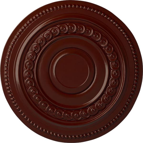 Ekena Millwork 18" x 1-1/4" Oldham Urethane Ceiling Medallion (Fits Canopies upto 8-5/8"), Brushed Mahogany