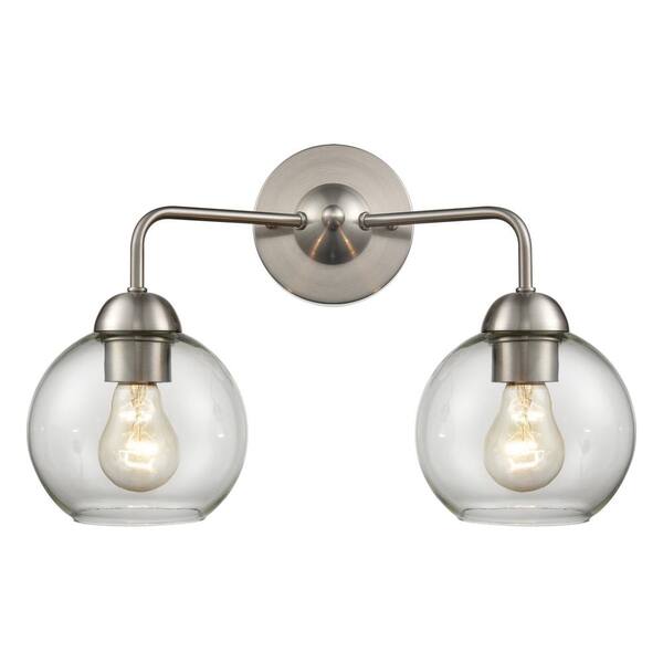 Titan Lighting Azure 16 in. W 2Light Brushed Nickel Vanity Light with