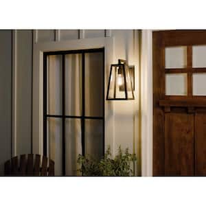 Delison 14 in. 1-Light Black Outdoor Hardwired Wall Lantern Sconce with No Bulbs Included (1-Pack)