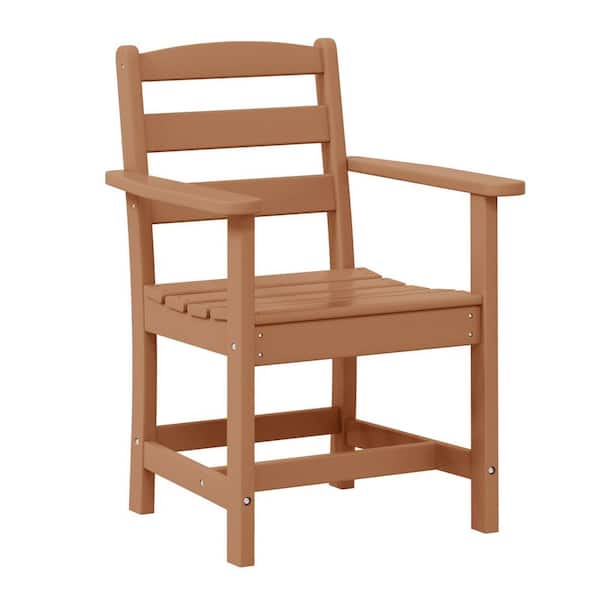 WESTIN OUTDOOR Shoreside All-Weather Plastic Outdoor Patio Dining Arm Chair, Teak